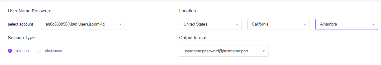 Select your preferred location and session type