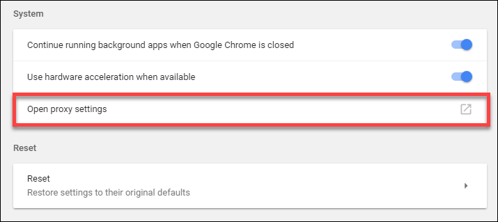 chrome proxy settings