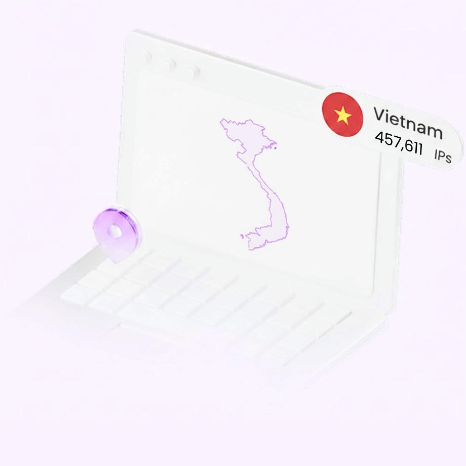 <h1 class="locations-detail-banner__title two-line-overflow" data-v-e4a2d41e=""><span class="color-primary" style="color: #b96ad9;" data-v-e4a2d41e="">Vietnam</span> Proxies<br data-v-e4a2d41e="" />457,611 IPs</h1>
<p class="locations-detail-banner__subtitle one-line-overflow" data-v-e4a2d41e="">Access dedicated Vietnam IPs for your web data scraping tasks</p>
<p class="locations-detail-banner__subtitle one-line-overflow" data-v-e4a2d41e="">&nbsp;</p>
<div class="locations-detail-banner__highlights" data-v-e4a2d41e="">
<div class="locations-detail-banner__highlight" data-v-e4a2d41e="">
<p class="locations-detail-banner__highlight" data-v-e4a2d41e=""><span data-v-e4a2d41e="">✔️Real Vietnam residential IPs</span></p>
</div>
<div class="locations-detail-banner__highlight" data-v-e4a2d41e="">
<p class="locations-detail-banner__highlight" data-v-e4a2d41e=""><span data-v-e4a2d41e="">✔️Stable data collection support</span></p>
</div>
<div class="locations-detail-banner__highlight" data-v-e4a2d41e="">
<p class="locations-detail-banner__highlight" data-v-e4a2d41e=""><span data-v-e4a2d41e="">✔️High-anonymity access</span></p>
</div>
</div>