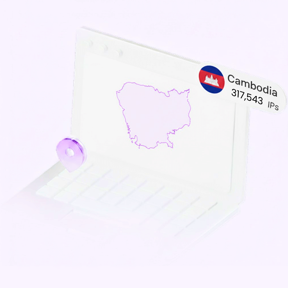 <h1 class="locations-detail-banner__title two-line-overflow" data-v-e4a2d41e=""><span class="color-primary" style="color: #b96ad9;" data-v-e4a2d41e="">Cambodia</span> Proxies<br data-v-e4a2d41e="" />317,543 IPs</h1>
<p class="locations-detail-banner__subtitle one-line-overflow" data-v-e4a2d41e="">Access dedicated Cambodia IPs for your web data scraping tasks</p>
<p class="locations-detail-banner__subtitle one-line-overflow" data-v-e4a2d41e="">&nbsp;</p>
<div class="locations-detail-banner__highlights" data-v-e4a2d41e="">
<div class="locations-detail-banner__highlight" data-v-e4a2d41e="">
<p class="locations-detail-banner__highlight" data-v-e4a2d41e=""><span data-v-e4a2d41e="">✔️Rare region IP coverage</span></p>
</div>
<div class="locations-detail-banner__highlight" data-v-e4a2d41e="">
<p class="locations-detail-banner__highlight" data-v-e4a2d41e=""><span data-v-e4a2d41e="">✔️High-anonymity connections</span></p>
</div>
<div class="locations-detail-banner__highlight" data-v-e4a2d41e="">
<p class="locations-detail-banner__highlight" data-v-e4a2d41e=""><span data-v-e4a2d41e="">✔️Easy setup &amp; integration</span></p>
</div>
</div>