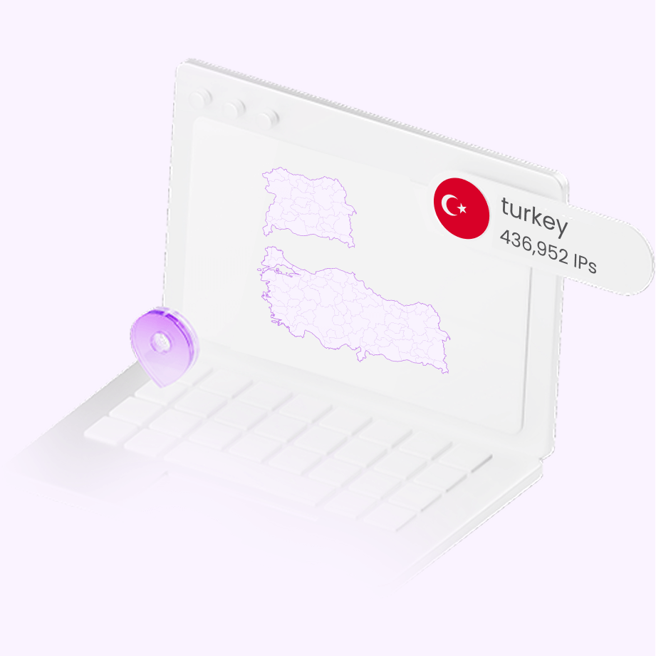 <h1 class="locations-detail-banner__title two-line-overflow" data-v-e4a2d41e=""><span class="color-primary" style="color: #b96ad9;" data-v-e4a2d41e="">Turkey</span> Proxies<br data-v-e4a2d41e="" />436,952 IPs</h1>
<p class="locations-detail-banner__subtitle one-line-overflow" data-v-e4a2d41e="">Access dedicated Turkey IPs for your web data scraping tasks</p>
<p class="locations-detail-banner__subtitle one-line-overflow" data-v-e4a2d41e="">&nbsp;</p>
<div class="locations-detail-banner__highlights" data-v-e4a2d41e="">
<div class="locations-detail-banner__highlight" data-v-e4a2d41e="">
<p class="locations-detail-banner__highlight" data-v-e4a2d41e=""><span data-v-e4a2d41e="">✔️Europe&ndash;Asia regional IPs</span></p>
</div>
<div class="locations-detail-banner__highlight" data-v-e4a2d41e="">
<p class="locations-detail-banner__highlight" data-v-e4a2d41e=""><span data-v-e4a2d41e="">✔️High-anonymity connections</span></p>
</div>
<div class="locations-detail-banner__highlight" data-v-e4a2d41e="">
<p class="locations-detail-banner__highlight" data-v-e4a2d41e=""><span data-v-e4a2d41e="">✔️Stable data access</span></p>
</div>
</div>