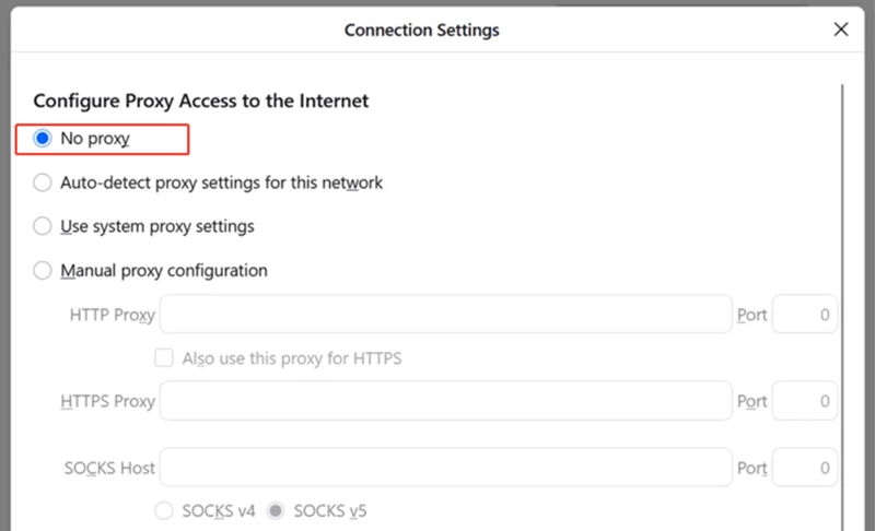 how to disable proxy on firefox