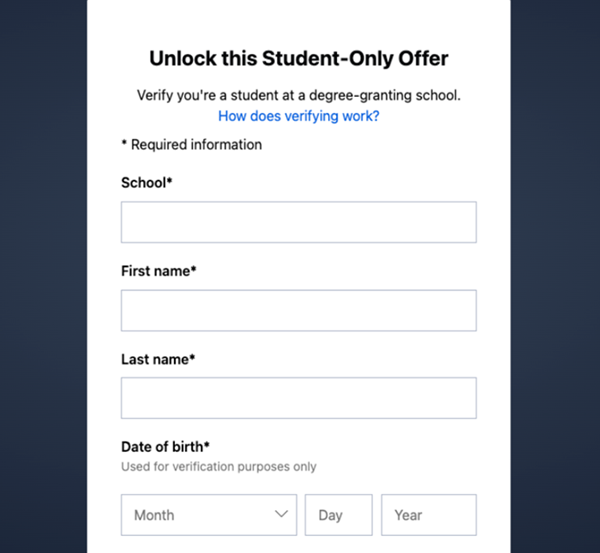 SheerID Input Box