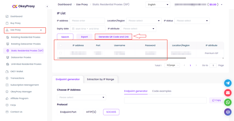 Get Proxy Credentials from OkeyProxy