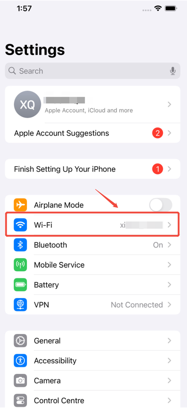 iPhone WiFi Setting