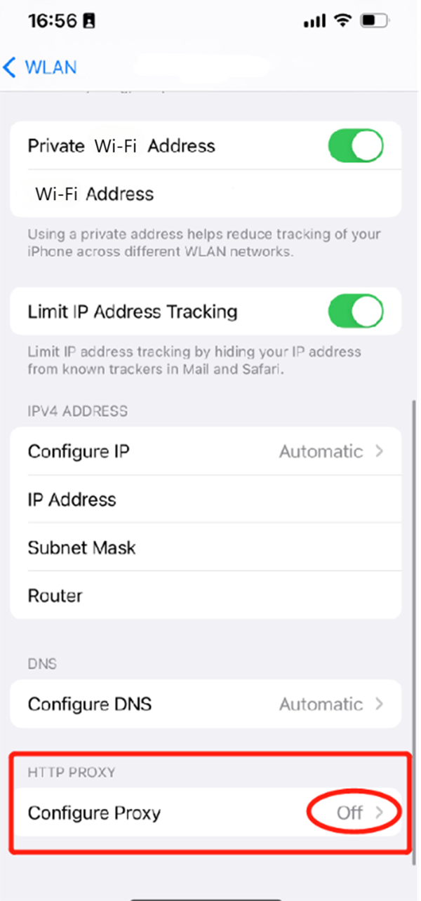 iPhone HTTP PROXY