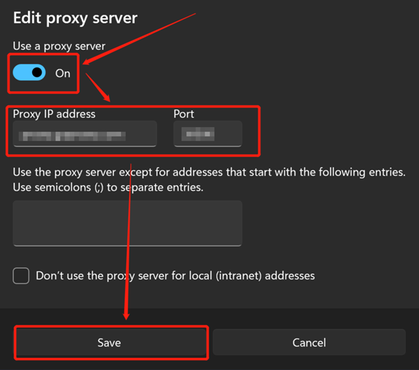 Windows Edit proxy server