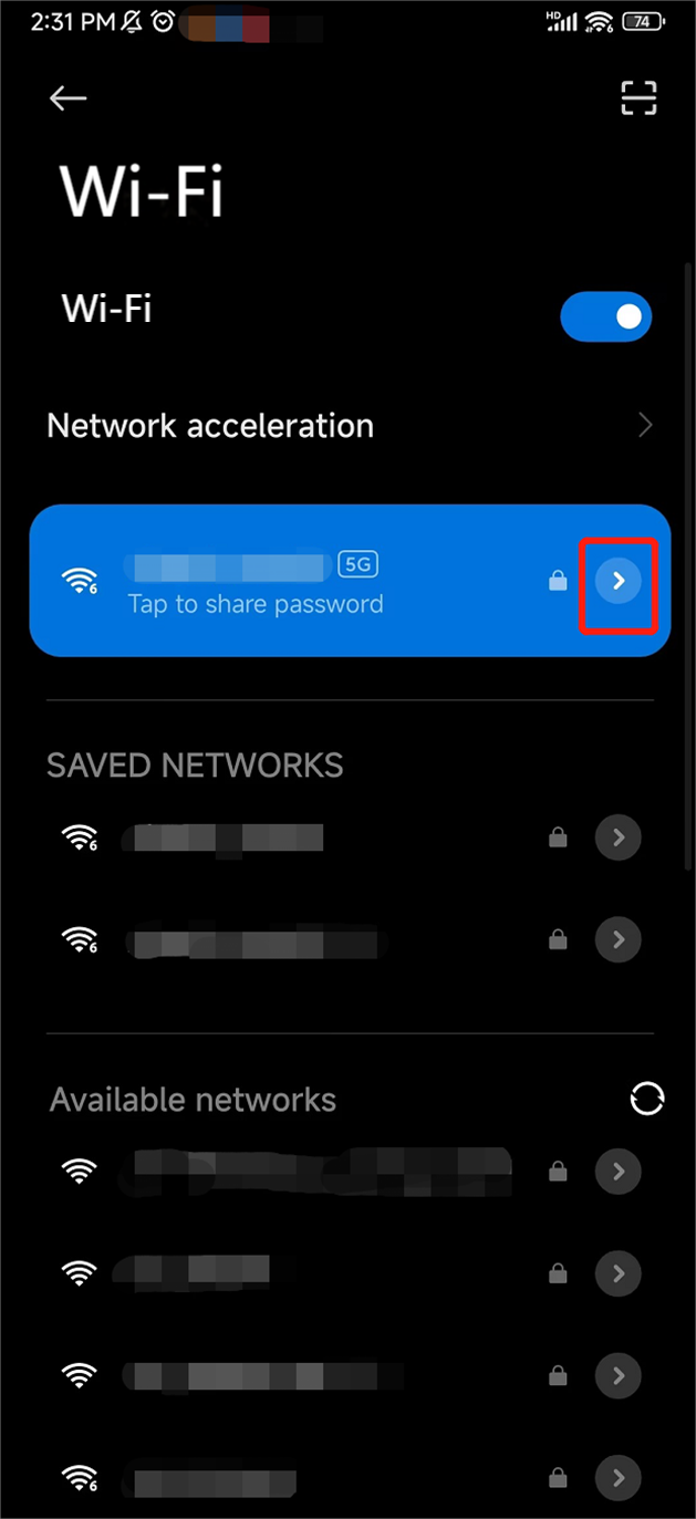 Select one connected Wi-Fi
