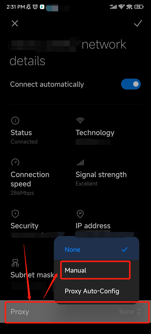 Android Manual Proxy