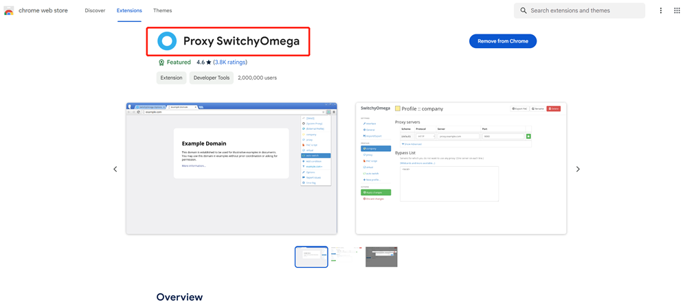 Proxy SwitchyOmega extension