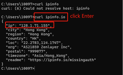 curl ipinfo.io