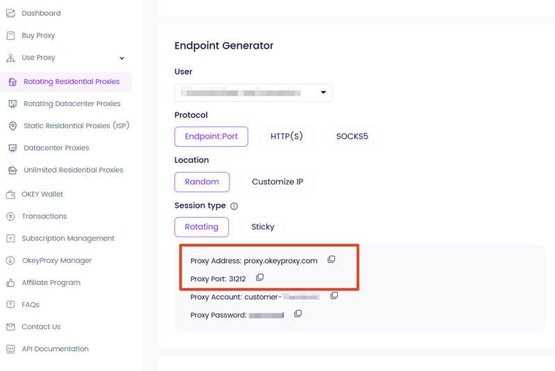 OkeyProxy Server and Port