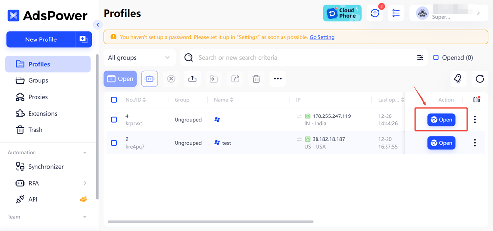 AdsPower Open Browser