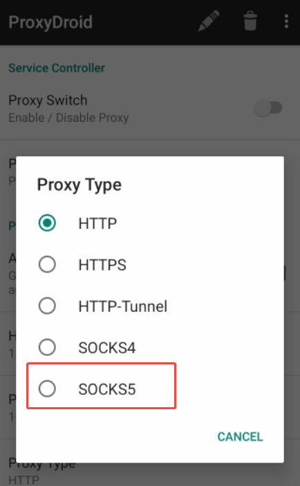 ProxyDroid Socks5