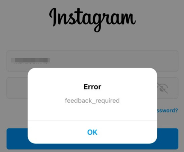 Instagram Feedback Required Error