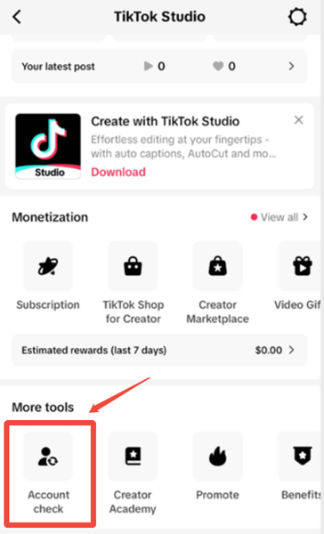 TikTok Studio账号检查